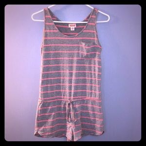Pink and Gray Striped Romper